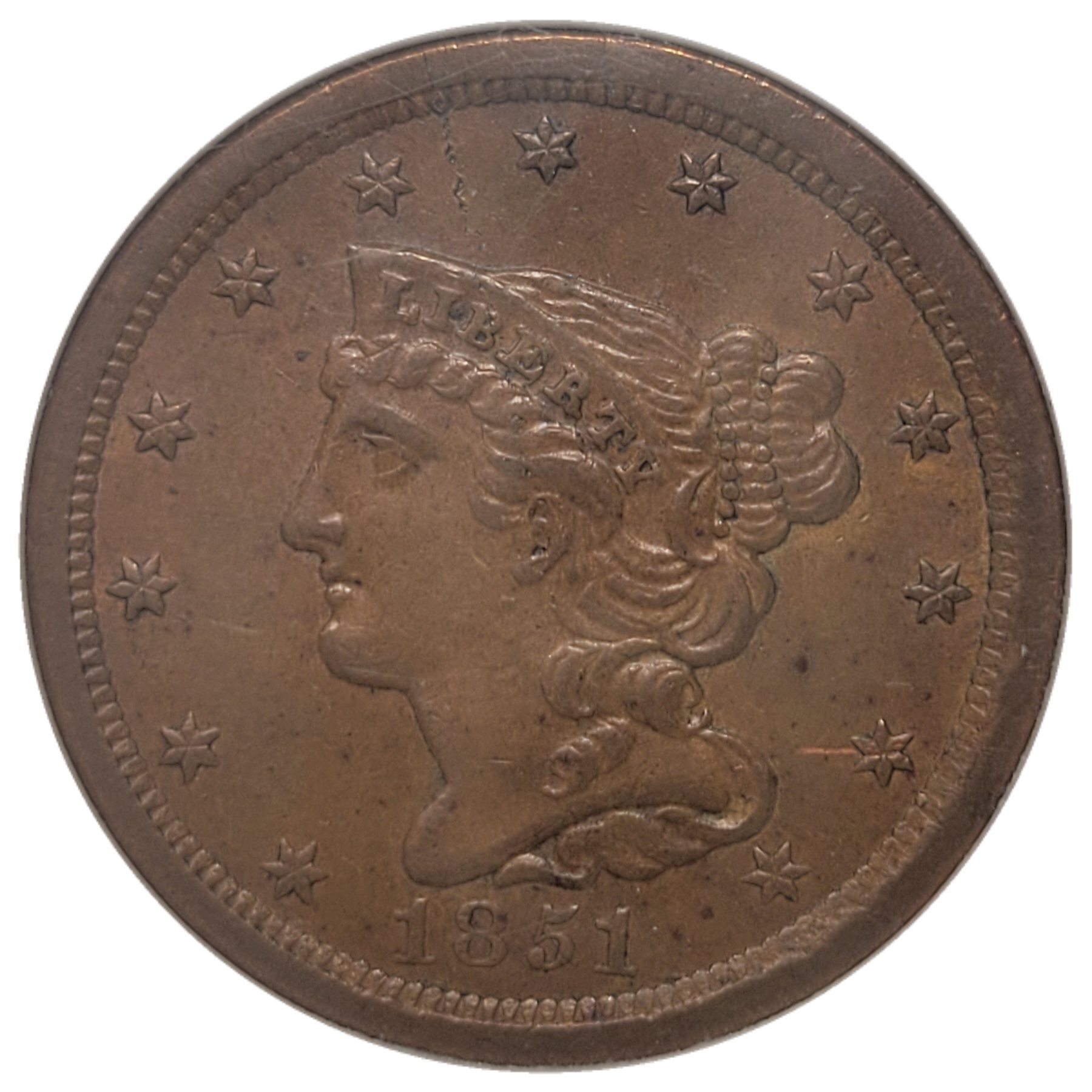 1851-1/2c--Braided-Hair-Half-Cent-#3